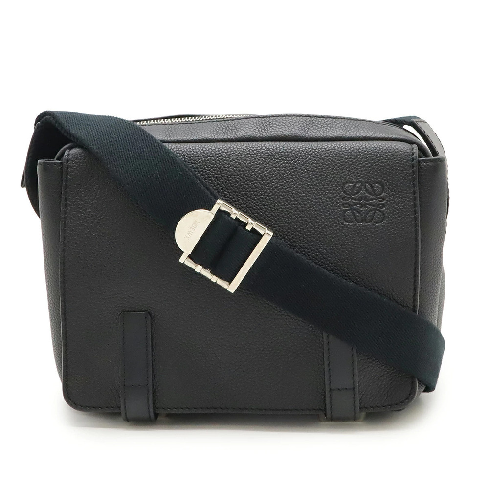 Loewe Anagram Military Messenger Bag Crossbody Leather Black